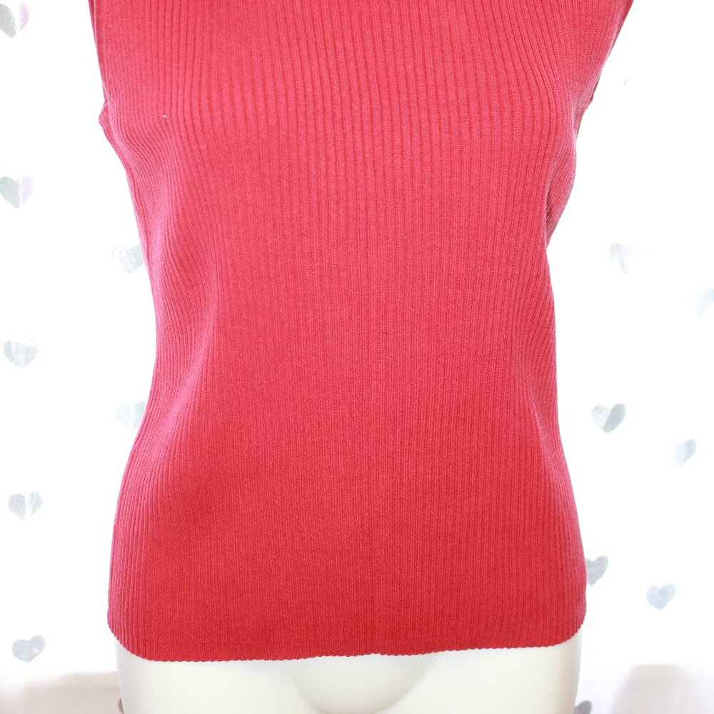 #287 Chico's Red Turtle-Neck Dressy Tank Size 3 (16) - Picture 3 of 9